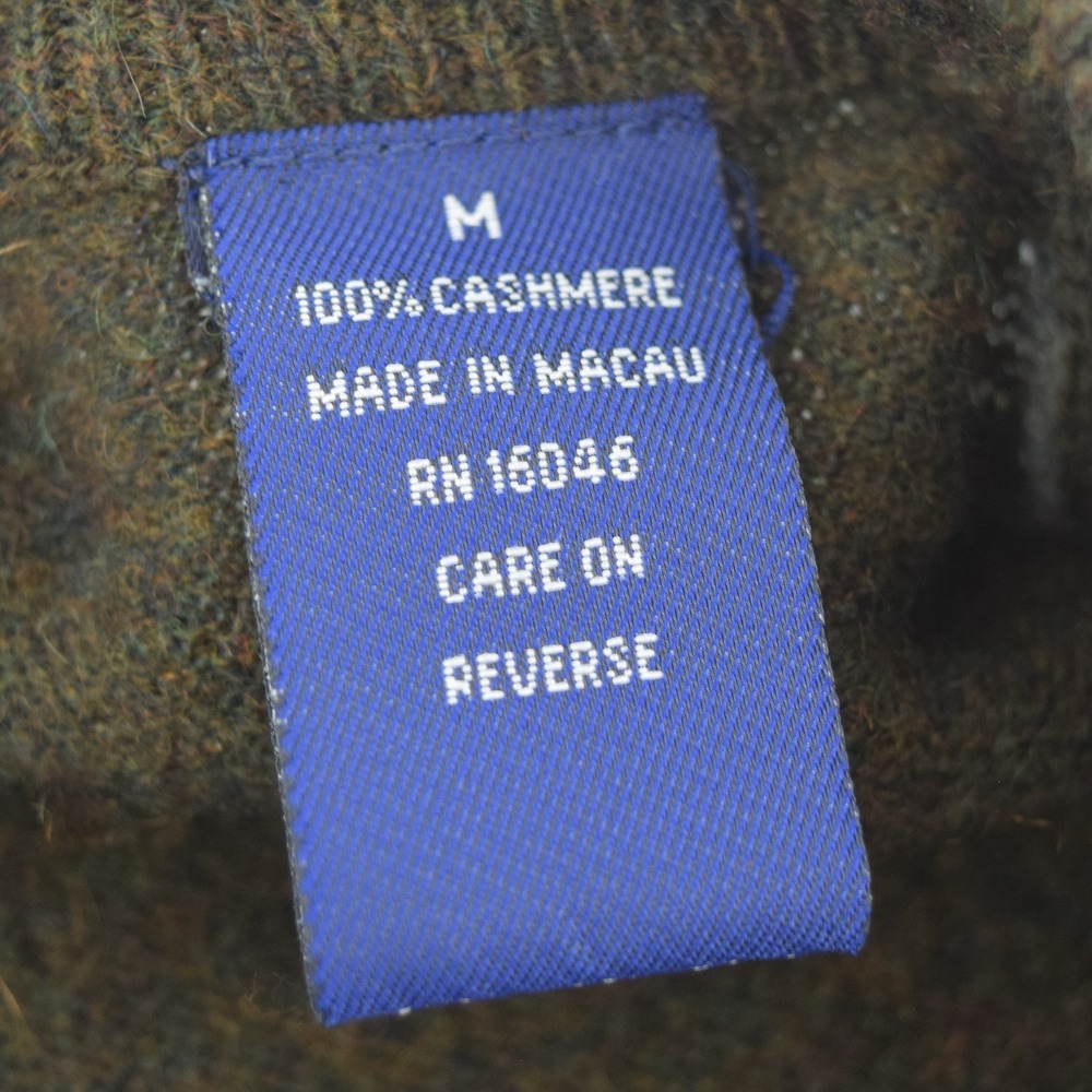 Alan Flusser Men's M Cashmere Argyle Sweater Olive Green Navy Gray Knit Crewneck - Picture 7 of 12